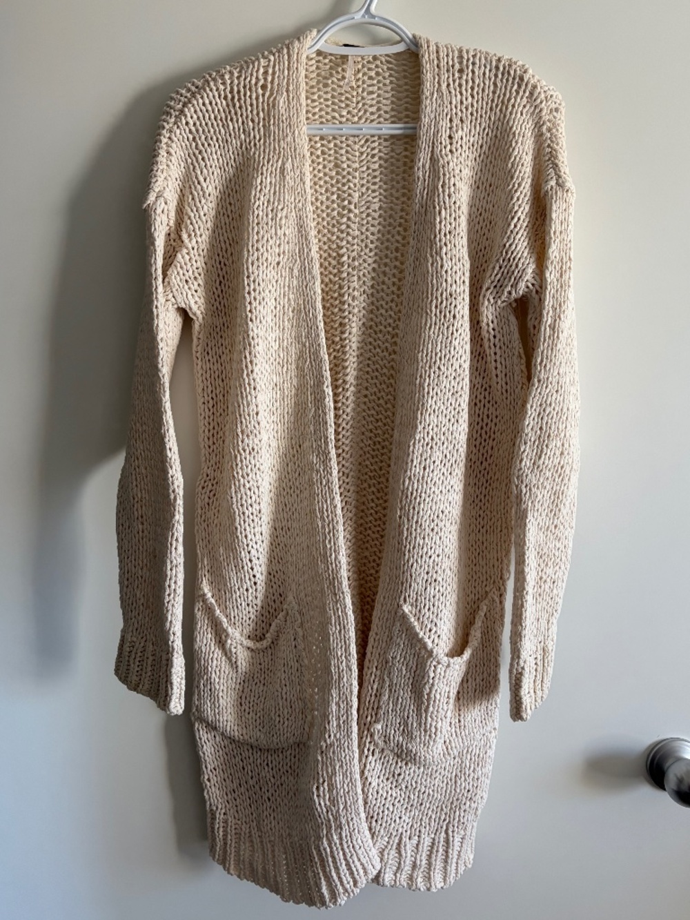 EUC Free People ‘Simply Sienna’ Open Knit Cardigan in Ivory Cream Boho Medium